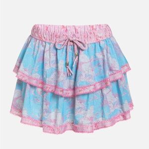 LOVESHACKFANCY X HURLEY - UNDER THE SEA TIERED MINI SKIRT size XL